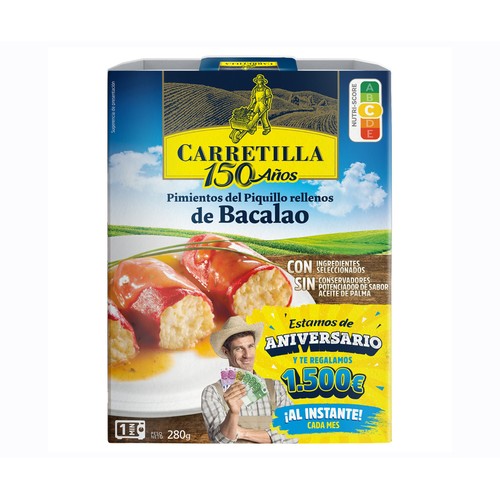 Alcampo CARRETILLA Pimientos del Piquillo rellenos de bacalao 280 g