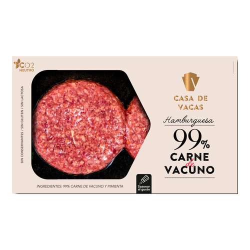 Alcampo CASA DE VACAS Hamburguesa 99% carne de vacuno 2x150 gr