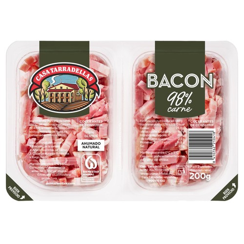 Alcampo CASA TARRADELLAS Bacon ahumado natural cortado en cómodas y practicas cintas 2 x 100 g