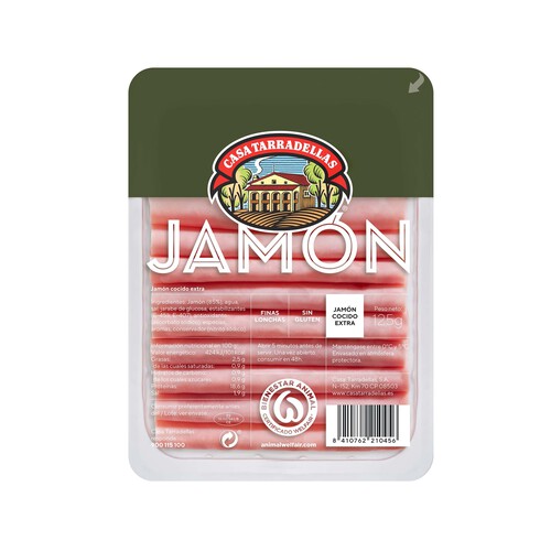 Alcampo CASA TARRADELLAS Jamón cocido de categoria extra cortado en lonchas finas elaborado sin gluten 125 g