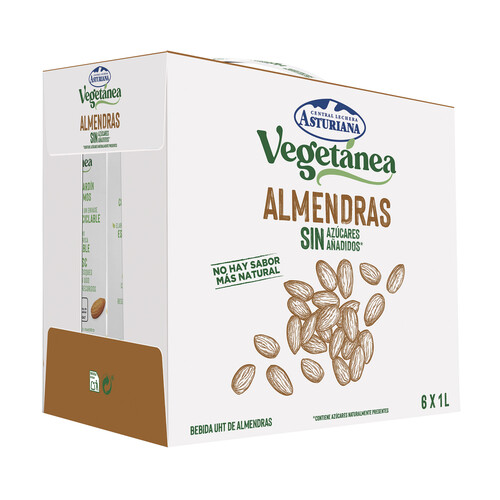 Alcampo CENTRAL LECHERA ASTURIANA Bebida de almendras sin azúcares añadidos Vegetánea 6 x 1 l