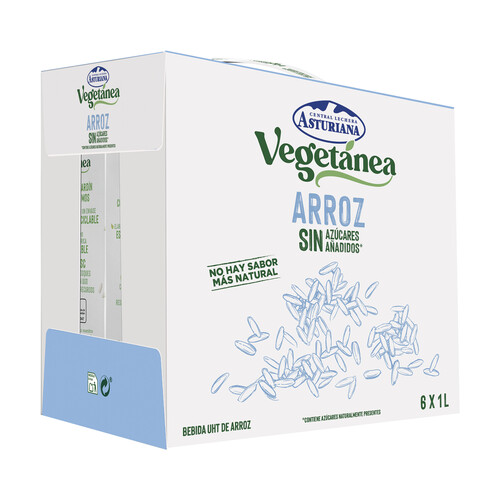 Alcampo CENTRAL LECHERA ASTURIANA Bebida de arroz sin azúcares añadidos Vegetánea 6 x 1 l