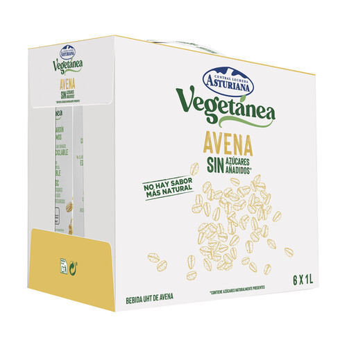 Alcampo CENTRAL LECHERA ASTURIANA Bebida de avena sin azúcares añadidos Vegetánea 6 x 1 l