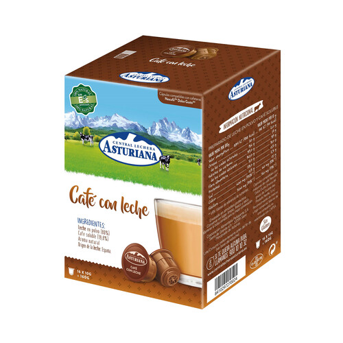 Alcampo CENTRAL LECHERA ASTURIANA Café en cápsulas con leche 16 uds