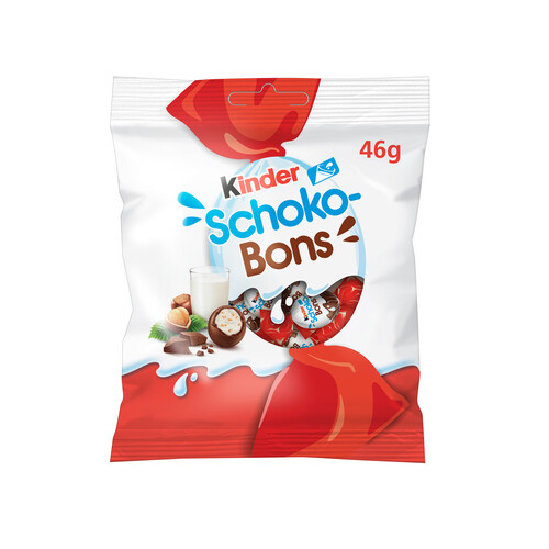 Alcampo Chocolate con leche con relleno cremoso de leche y avellanas KINDER SCHOKOBONS 46 g