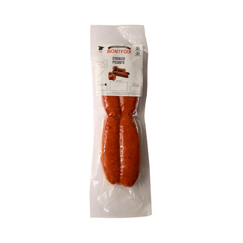 Alcampo Chorizo fresco oreado picante envasado al vacio y elaborado sin gluten ni lactosa MONTFOIX 280 g