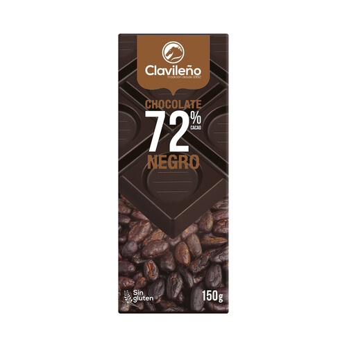 Alcampo CLAVILEÑO Chocolate extrafino puro 72% cacao 150 g