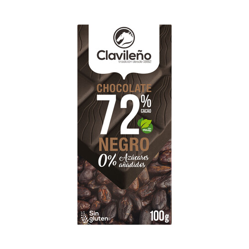 Alcampo CLAVILEÑO Chocolate negro 72% sin azúcares añadidos 100 g