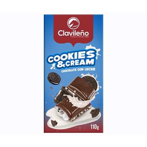 Alcampo CLAVILEÑO Tableta de chocolate con leche relleno de cookies and cream 110 g