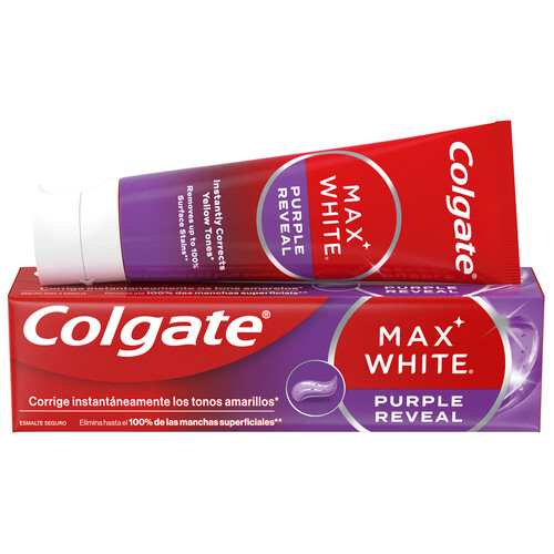 Alcampo COLGATE Max white purple reveal Pasta de dientes de uso diario con acción blanqueante 75 ml