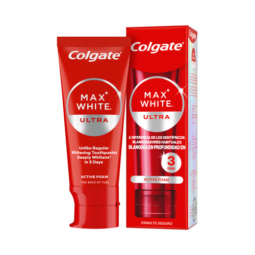 Alcampo COLGATE Max white ultra Pasta de dientes con flúor y acción blanqueante 50 ml