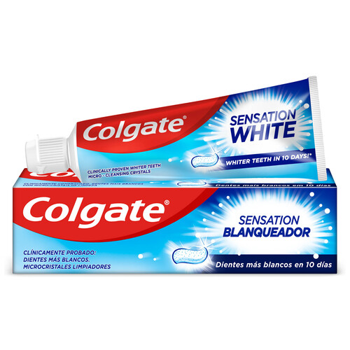 Alcampo COLGATE Pasta de dientes con flúor acción blanqueadora y microcristales limpiadores COLGATE Sensation 75 ml