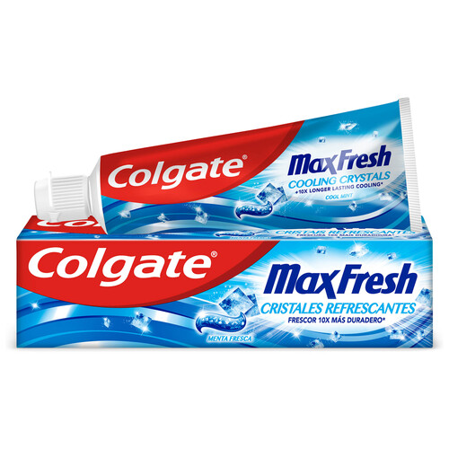 Alcampo COLGATE Pasta de dientes con flúor cristales refrescante y sabor a menta fresca COLGATE Max fresh 75 ml