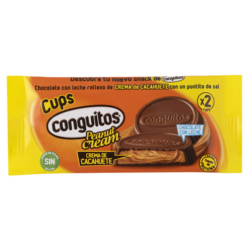 Alcampo CONGUITOS Galletas cups de chocolate con crema de cacahuete 34 g