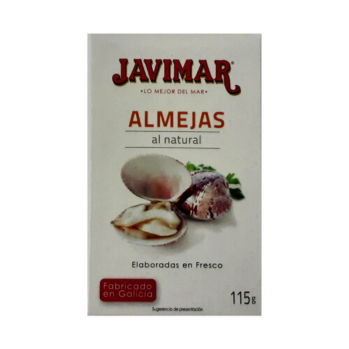 Alcampo Conserva de almejas al natural elaboradas en fresco JAVIMAR lata de 63 g