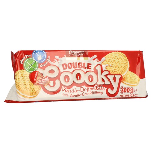 Alcampo COPPENRATH Galletas tipo sándwich rellenas con crema sabor vainilla COPPENRATH DOUBLE COOOKY 300 gr