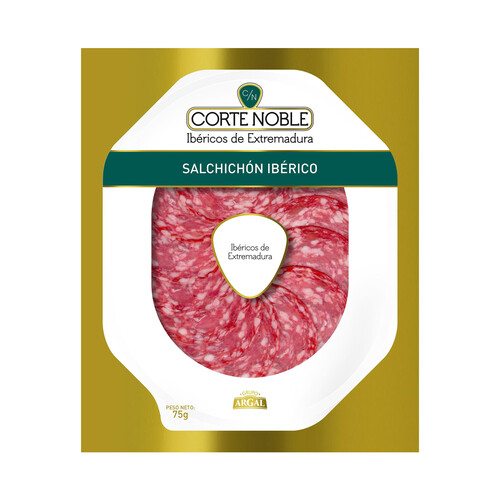 Alcampo CORTE NOBLE Salchichón ibérico de Extremadura cortado en lonchas CORTE NOBLE de Argal 75 g