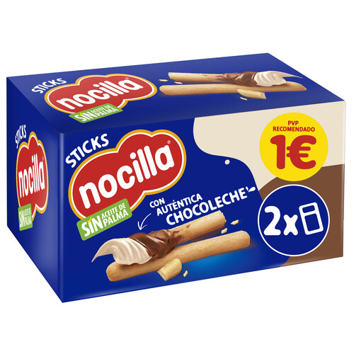 Alcampo Crema de cacao y avellanas dos sabores con sticks NOCILLA pack de 2 uds. 30 g