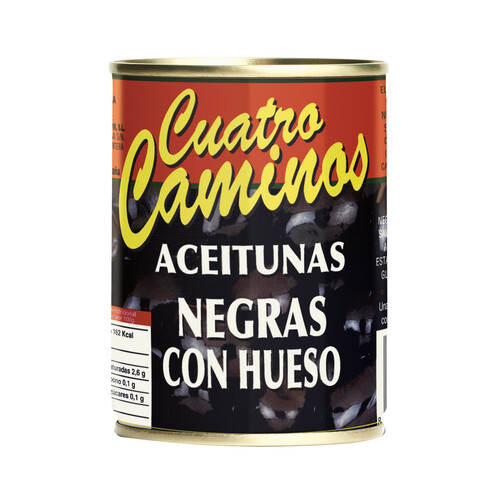 Alcampo CUATRO CAMINOS Aceitunas negras enteras (con hueso) CUATRO CAMINOS 150 g