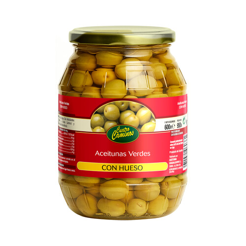 Alcampo CUATRO CAMINOS Aceitunas verdes con hueso CUATRO CAMINOS 600 g