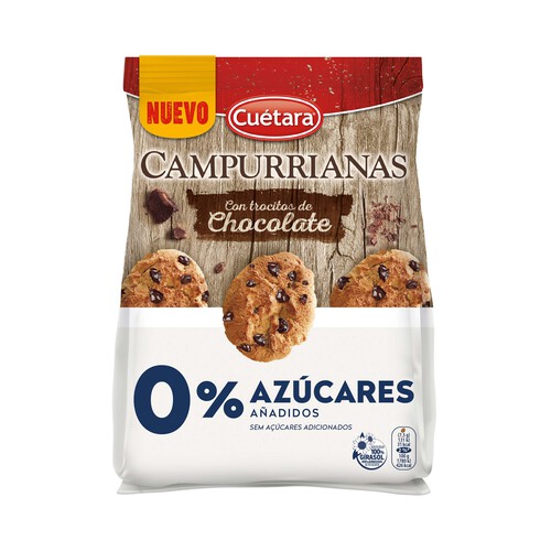 Alcampo CUÉTARA Campurrianas Galletas con trocitos de chocolate y 0% azúcar 200 g