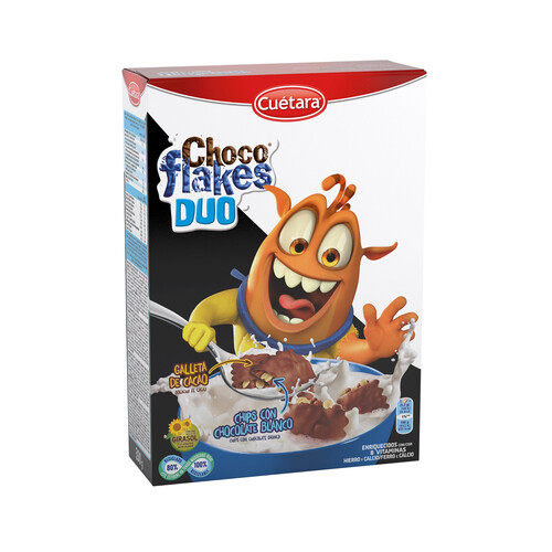 Alcampo CUÉTARA Choco flakes duo Galletas de chocolate 350 g
