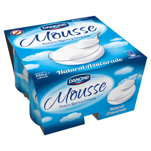 Alcampo DANONE Mousse de yogur natural azucarado elaborada sin gluten DANONE 4 x 65 g