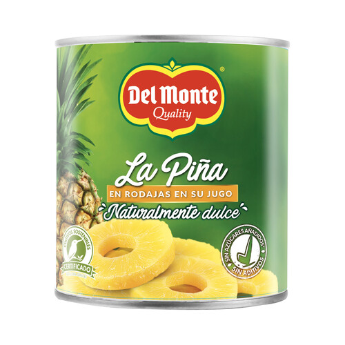 Alcampo DEL MONTE Piña en su jugo cortada en rodajas y sin azúcares añadidos 510 g