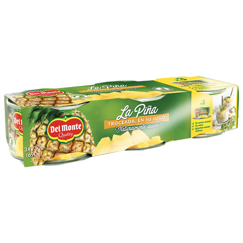 Alcampo DEL MONTE Piña troceada en su jugo 3 uds 420 g