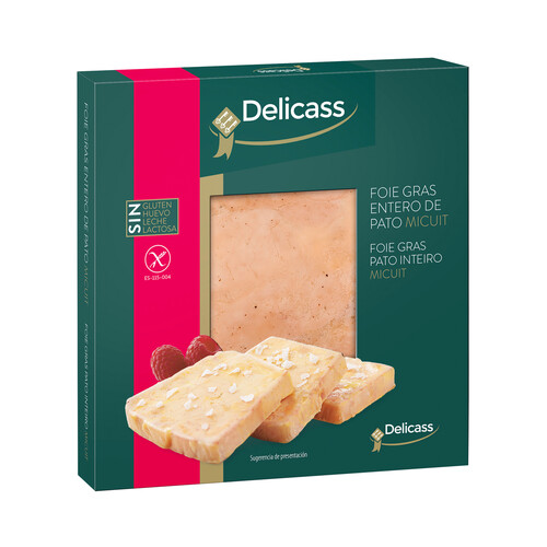 Alcampo DELICASS Foie gras de pato entero "Micuit" DELICASS 80 g