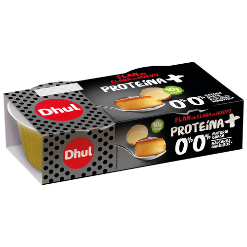 Alcampo DHUL Flan de clara de huevo 0% materia grasa y sin azúcares añadidos Proteina + 2 x 120 g