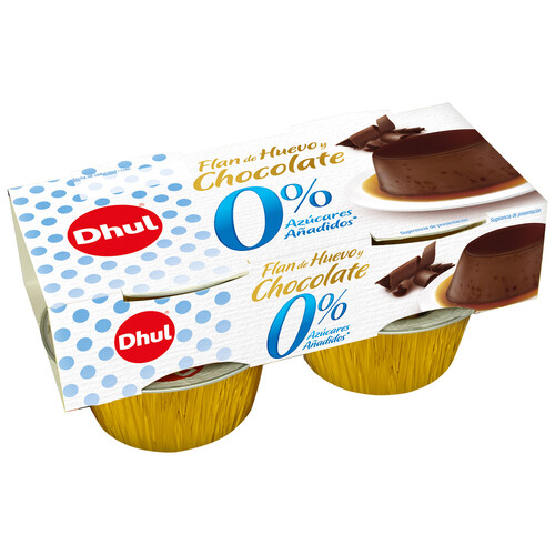 Alcampo DHUL Flan de huevo y chocolate sin azúcares añadidos DHUL 4 x 100 g