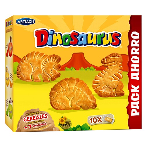 Alcampo DINOSAURUS Galleta de cereales con forma de dinosaurios 411 g