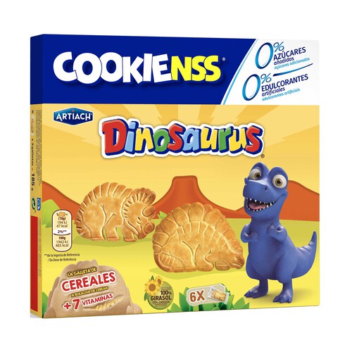 Alcampo DINOSAURUS Galletas de cereales con forma de dinosaurios 6 uds. 185 g