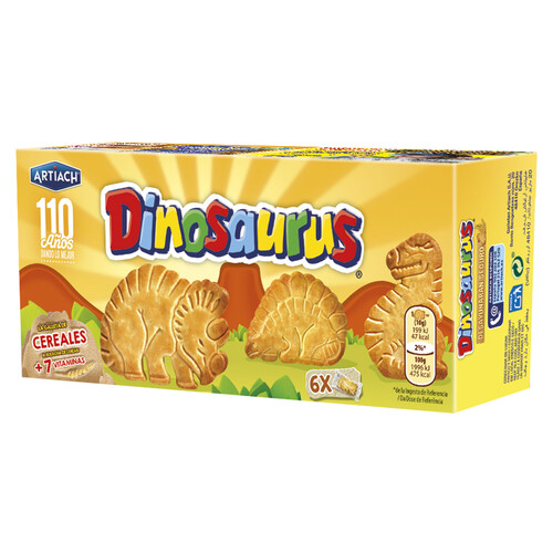 Alcampo DINOSAURUS Galletas de cereales con forma de dinosaurios 185 g