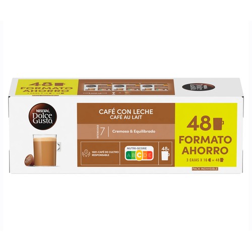 Alcampo DOLCE GUSTO Café en cápsulas con leche I7 48 uds