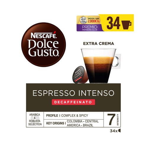 Alcampo DOLCE GUSTO Café en cápsulas intenso descafeinado 34 uds