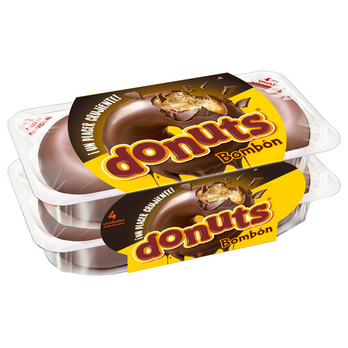 Alcampo DONUTS BOMBON Rosquillas de chocolate 4 uds. 220 g
