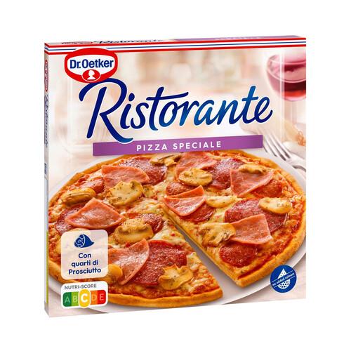 Alcampo DR. OETKER Pizza de masa fina y crujiente cubierta de queso salami champiñón y jamón cocido Ristorante 345 g