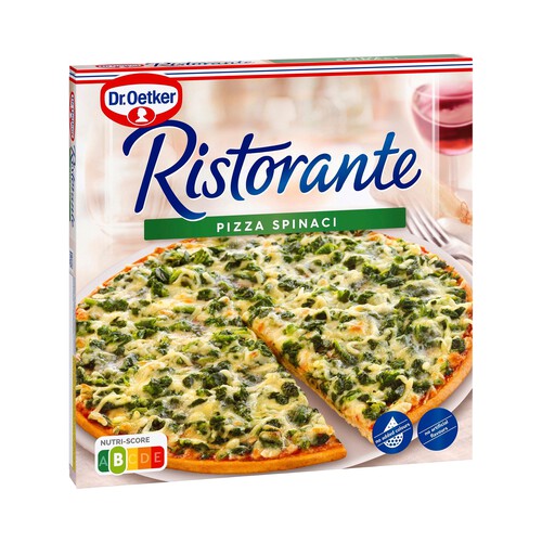 Alcampo DR. OETKER Pizza de masa fina y crujiente cubierta con tomate espinacas y queso Ristorante 390 g