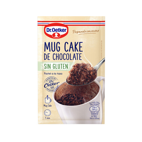 Alcampo DR. OETKER Preparado de pastel a la taza de praliné de chocolate y avellanas Dr. OETKER MUG CAKE 65 g