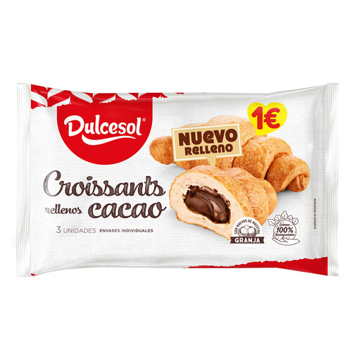Alcampo DULCESOL Croissant relleno de crema de cacao y avellanas DULCESOL 135 gramos