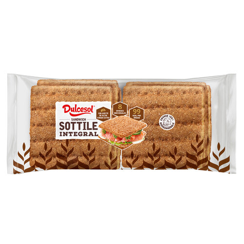 Alcampo DULCESOL Pan sándwich integral sottile 8 uds. 310 g