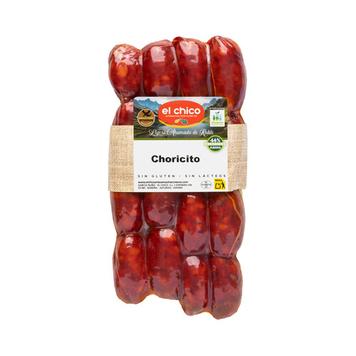 Alcampo EL CHICO Chorizitos asturianos con un ligero ahumado de Roble elaborados sin gluten ni lactosa 400 g