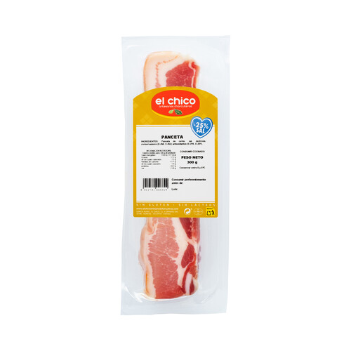 Alcampo EL CHICO Panceta baja en sal (25% menos) sin gluten ni lacteos 300 g