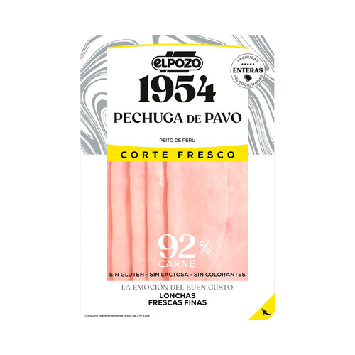 Alcampo EL POZO 1954 Corte fresco Pechuga de pavo cortada en finas lonchas 120 g