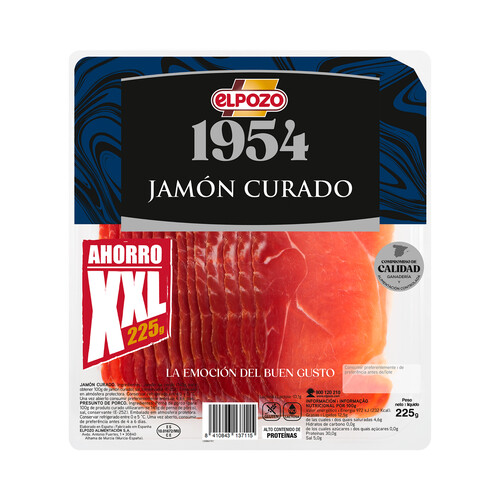 Alcampo EL POZO 1954 Jamón curado cortado en lonchas 225 g