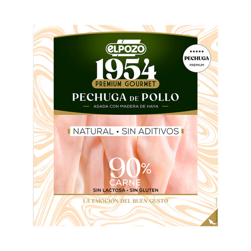Alcampo EL POZO 1954 Pechuga de pollo asada con madera de Haya cortada en lonchas 120 g