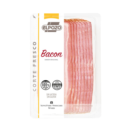 Alcampo EL POZO Bacon cocido y ahumado sin lactosa y sin gluten cortado en finas lonchas EL POZO Corte fresco 150 g