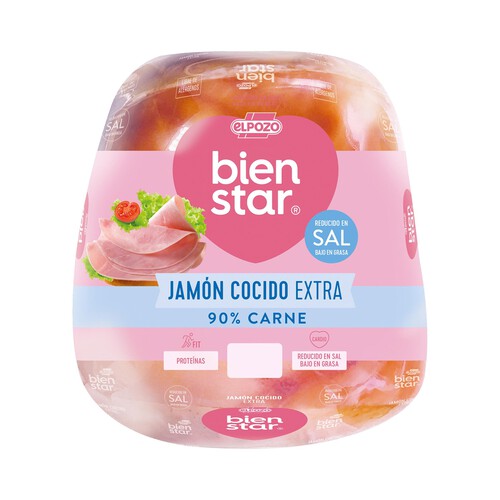 Alcampo EL POZO Bien star Jamón cocido extra reducido en sal - Loncha normal 2 a 3 mm